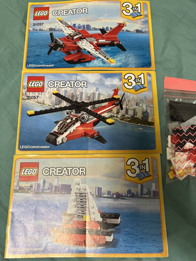 Lego Creator 3 in 1: barcă, avion și elicopter