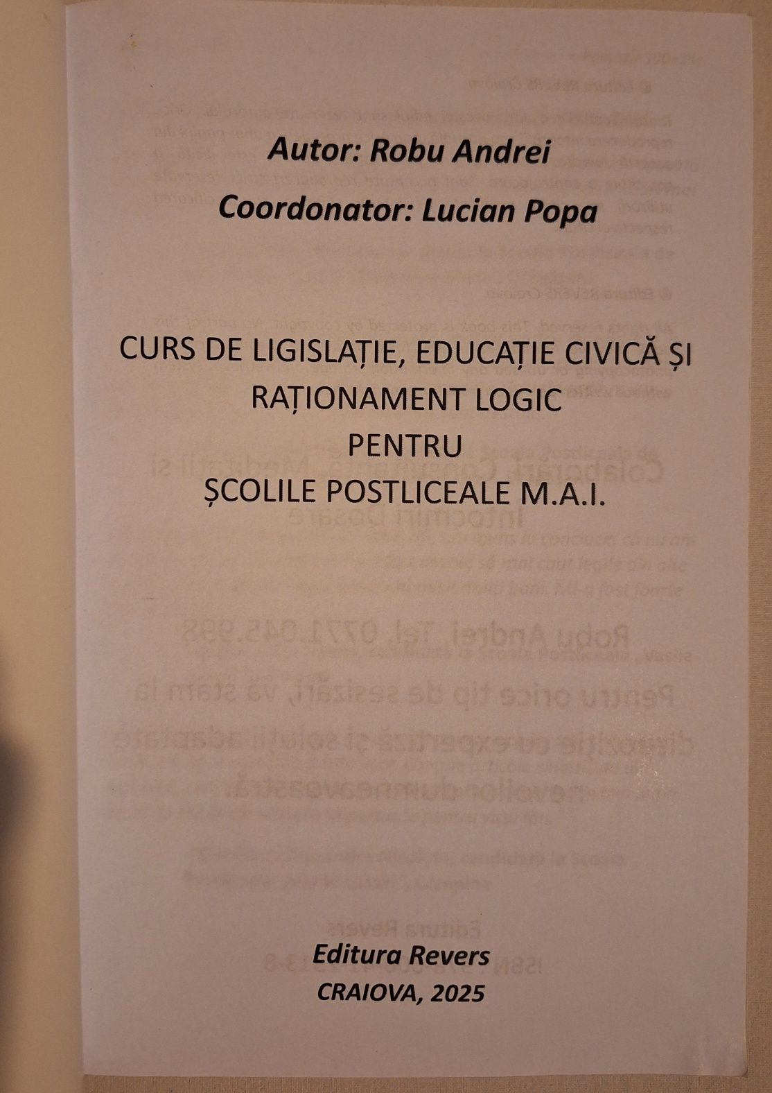 Vând carte "Polițist în 30 de zile" ediția 2025 pentru școlile MAI