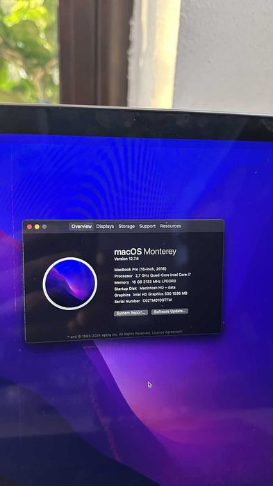 Macbook Pro 15 , I7 quad core  16 GB ram A1707
