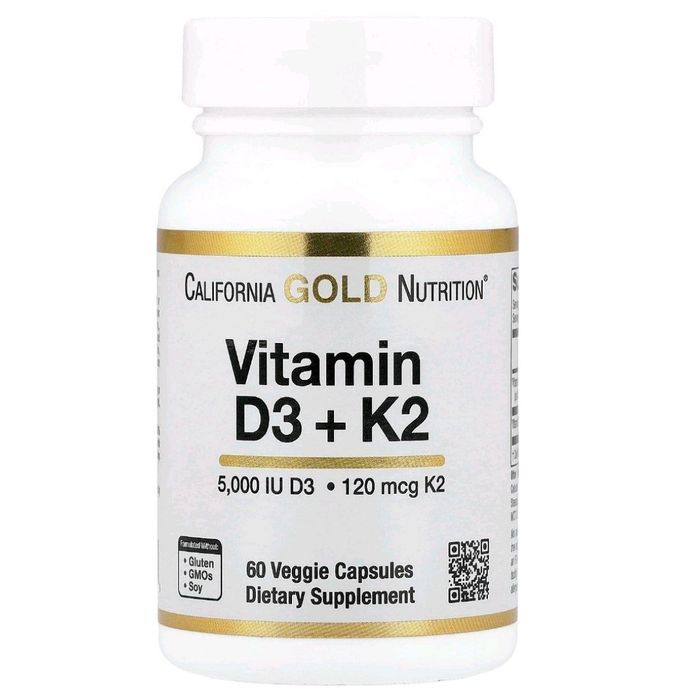 60 астительных капсул с витаминами D3 и K2 в форме МК-7 от CGN