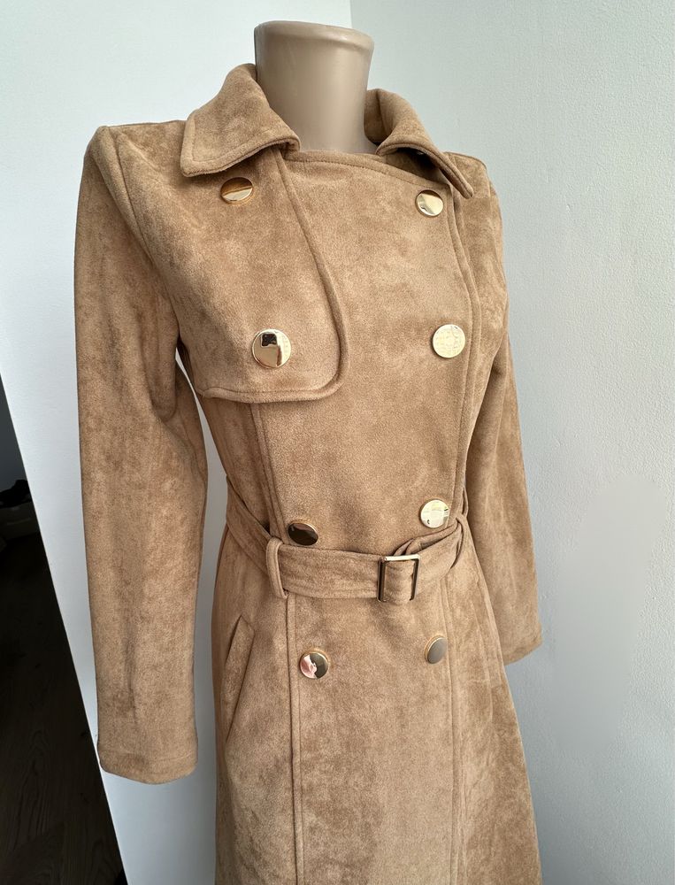 Trench imitatie piele intoarsa de primavara