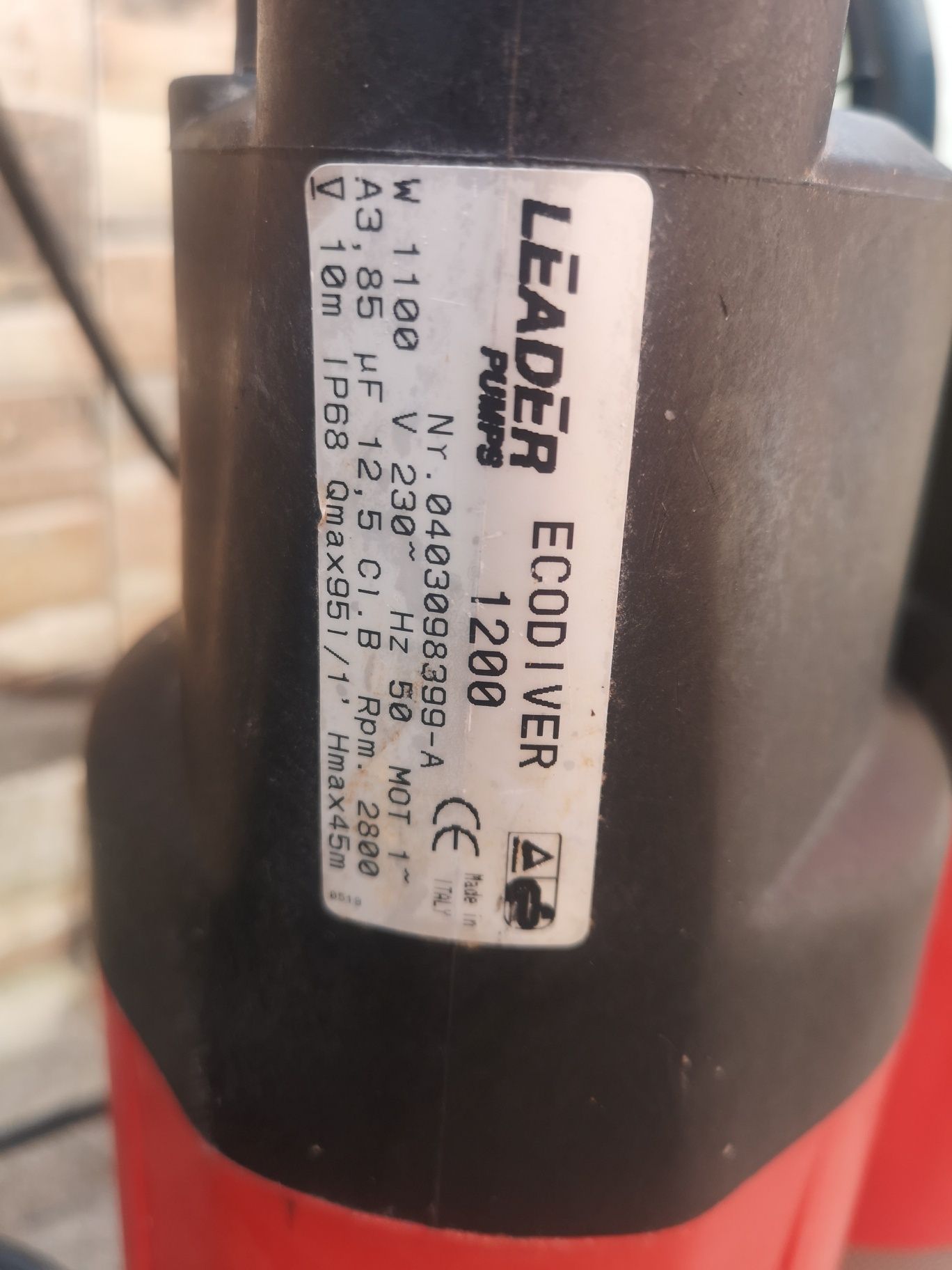 Италианска Потапяща Помпа Leader Ecodiver 1100W Hmax50m 2.500L/h