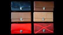 Gentute vintage din piele organizator pentru colectie casete audio