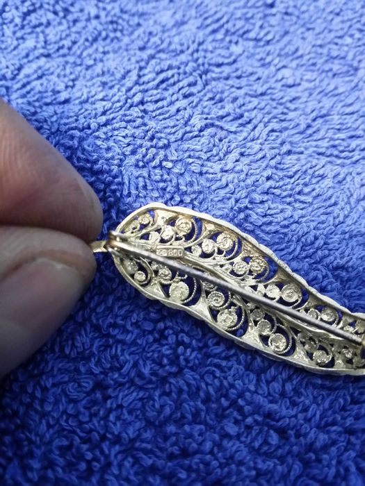 Brosa germana argint masiv placata cu aur