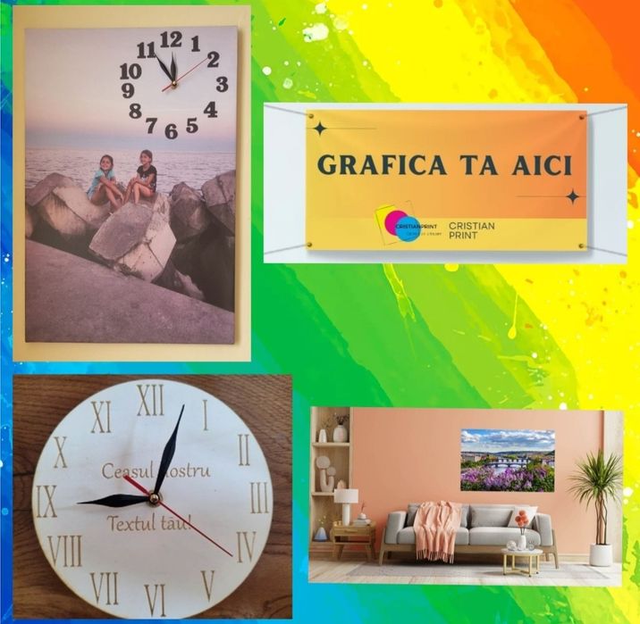 Bannere,Ceasuri ,Tablouri personalizate  preturi foarte bune