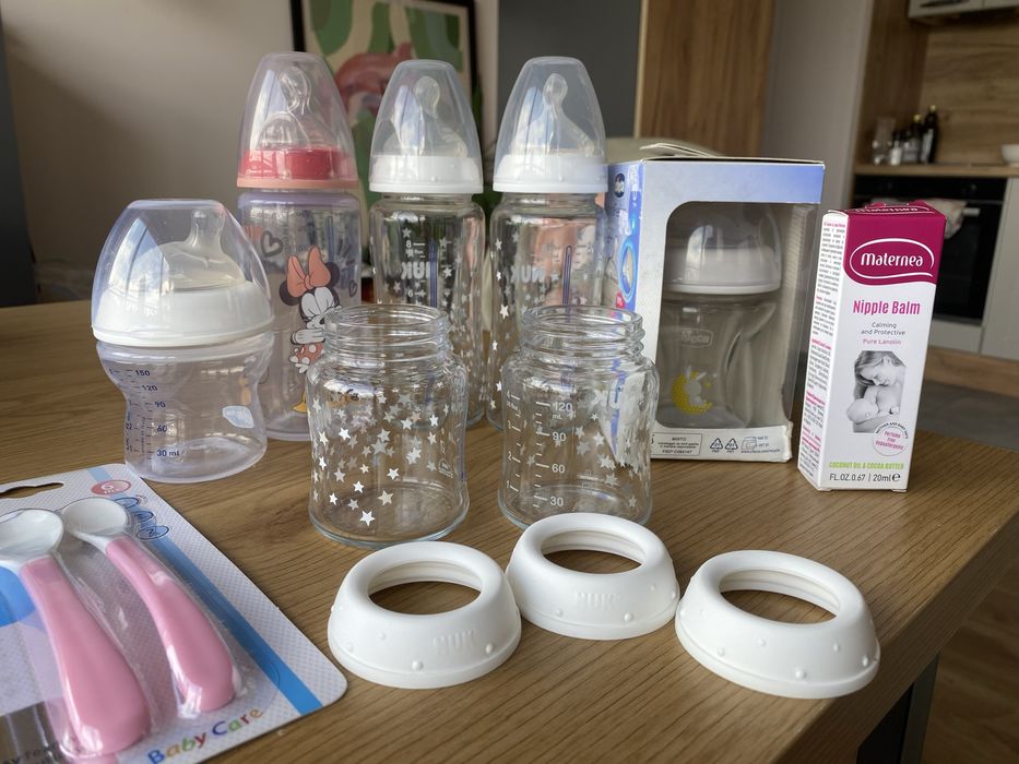 Стъклени бутилки chicco, nuc, bpa free