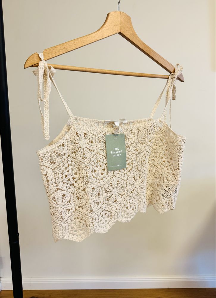 H&M нов плетен кроп топ