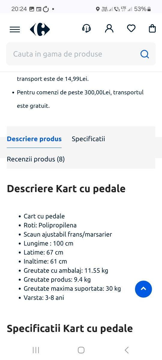 Kart cu pedale pentru copii