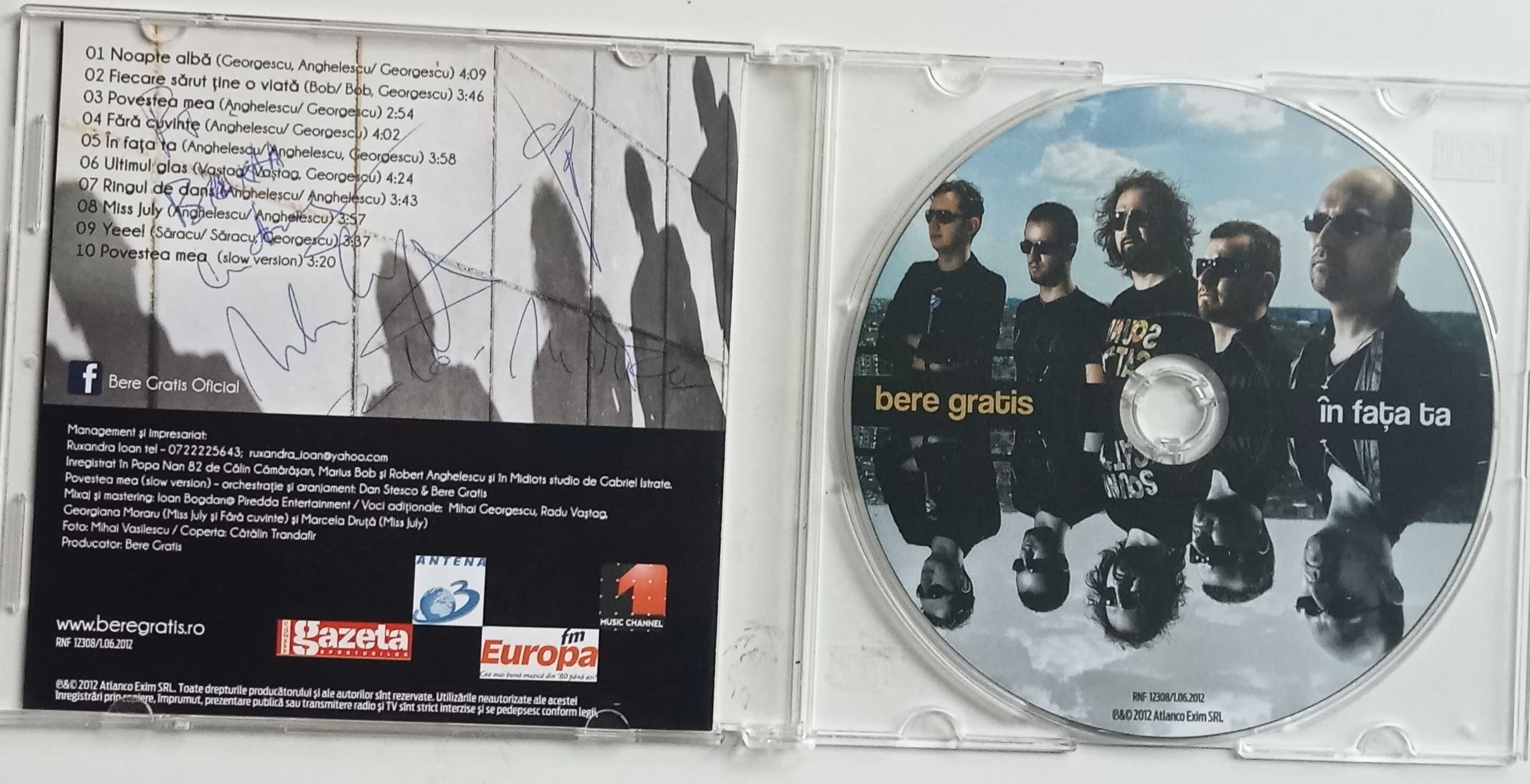 CD Bere gratis In fata ta autografe semnaturi