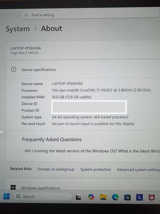 Lenovo Yoga Slim 7 – i7-1165G7–16GB–1TB–Перфектен – Fabric Edition