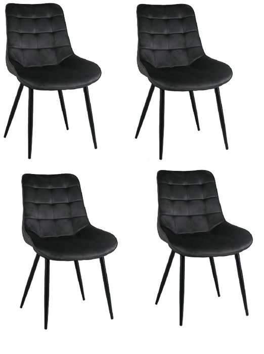 Set 4 scaune pentru bucatarie, tapiterie catifea, negru, 40x46x83cm