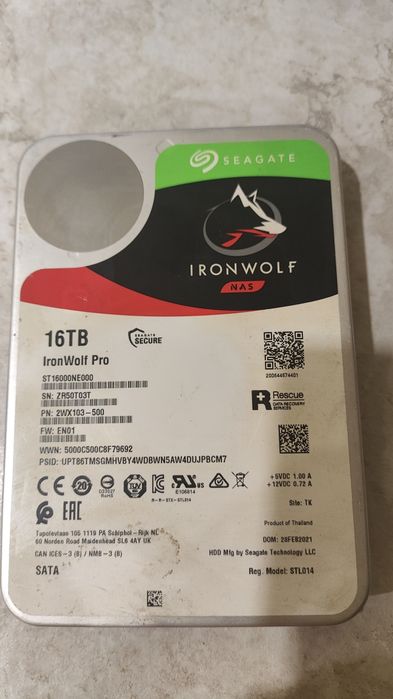 Продам жёсткий диск Seagate ironwolf 16 TB