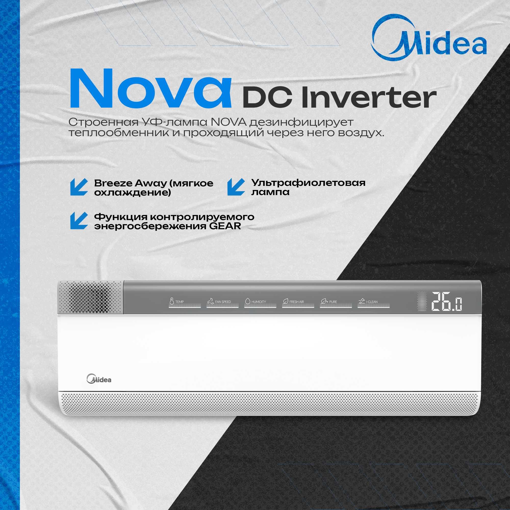 Кондиционер/Konditsioner/Inverter/Инвертер/Midea Nova 12 000 BTU