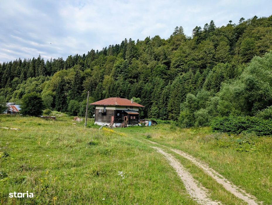 Predeal,P+1,casa din busteni,in spatele terenului curge raul Prahova