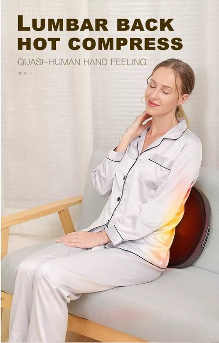 Aparat de Masaj Shiatsu Multifunctional, 3 Trepte, Incalzire, Gri/Crem
