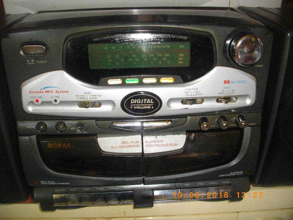 Двукасетъчен Радио Касетофон-Караоке-Sonashi SNS-801 Karaoke MPX Sist