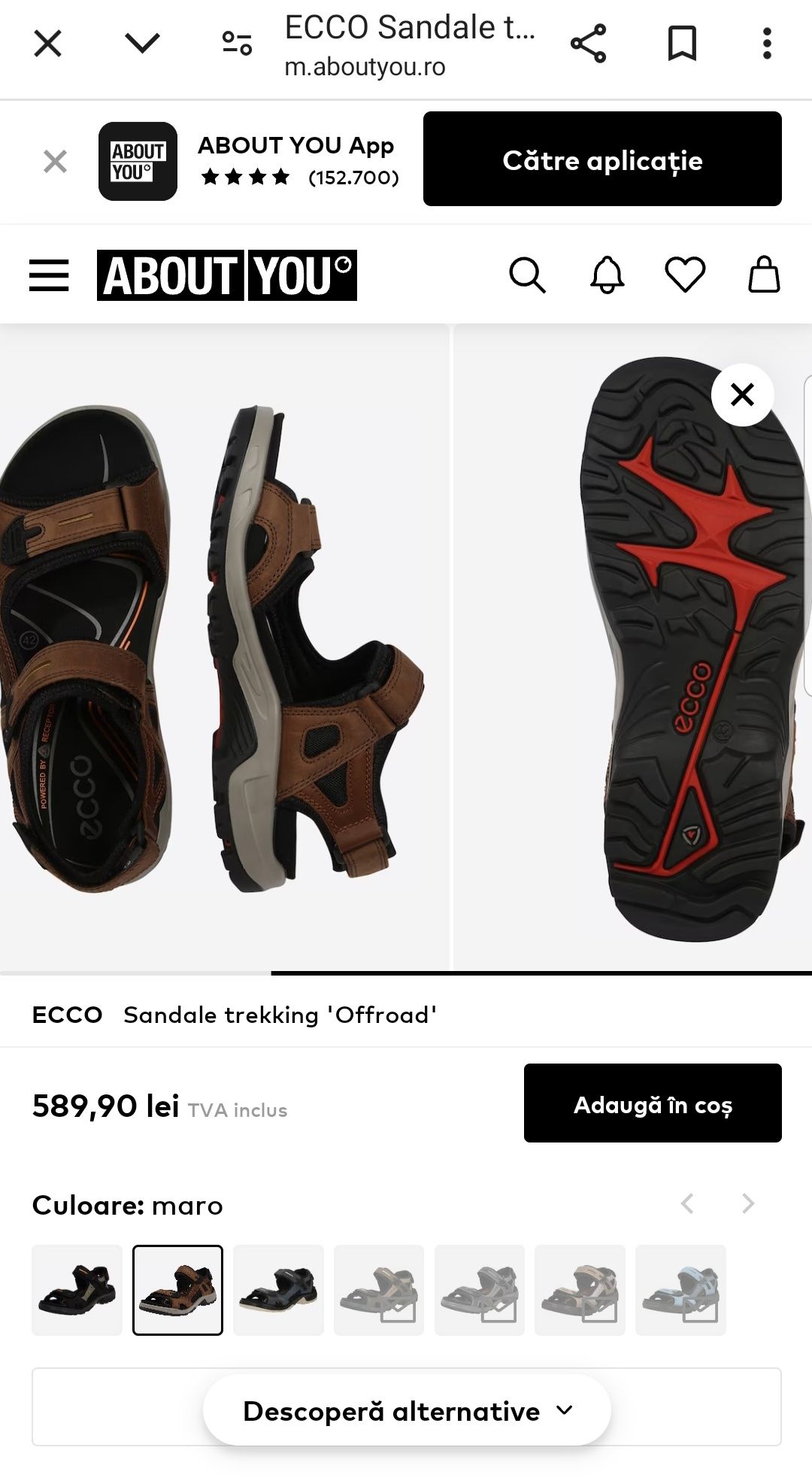 Sandale ECCO Receptor Offroad, piele Nubuk, trekking munte sau oraș 47
