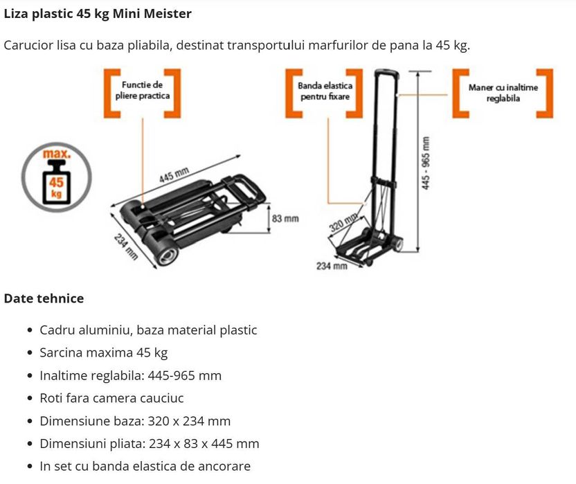 Carucior Transport Bagaje Tip Troler Pliabil Liza Mini 45 kg Germania
