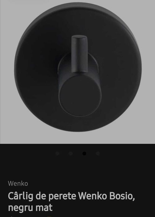 Cârlig de perete Wenko Bosio, negru mat