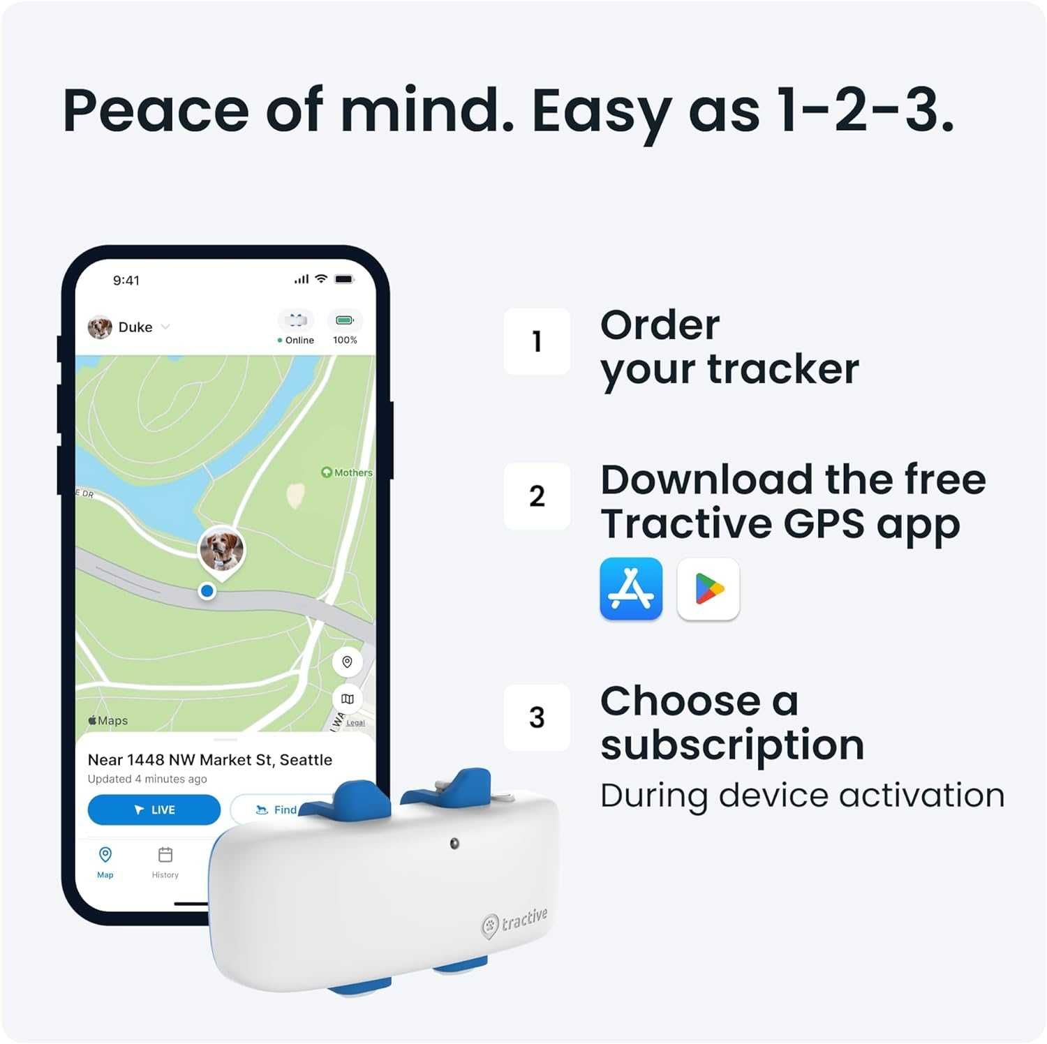 Tractive GPS Tracker & Здравен мониторинг за кучета