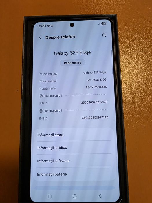 Samsung S25 Edge 5G 256GB 12GB RAM Dual SM-S937 Black open box factura