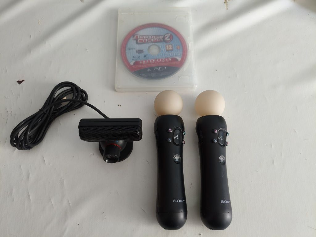 2 Мува с камерой и с игрой PS3, PS Move controller