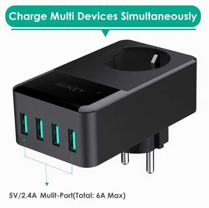 Priza Schuko cu 4xUSB cu incarcare rapida