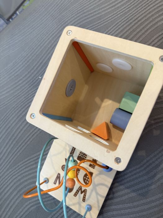 Дървена проходилка (уокър)  + Дидактически куб Moni Toys