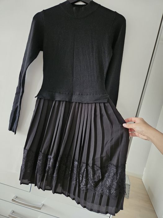 Motivi rochie din tricot cu fusta plisata din satin XS/34