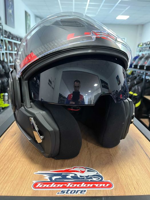 Отваряема мото Каска LS2 Advant FF901 Black/Red ECE 22.06, L,като нова