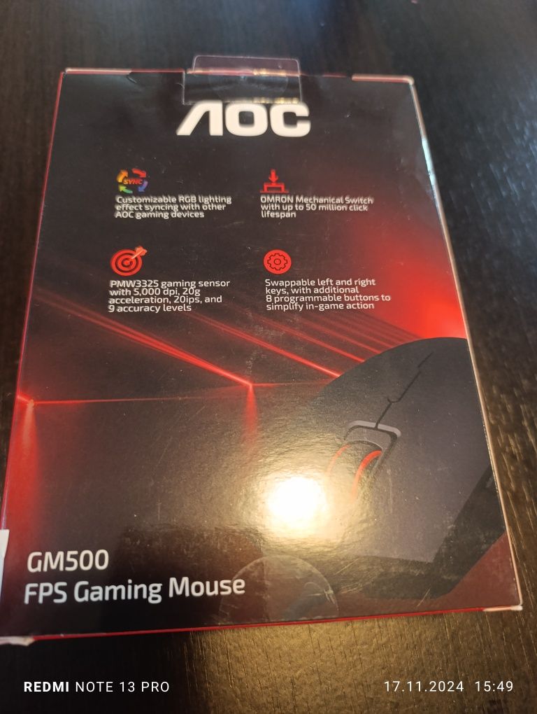 Mouse AOC gaming , sigilat,garanție eMag 2 ani