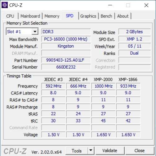 6GB Kingston HyperX (3x2GB) DDR3-2000 KHX2000C9AD3T1K2