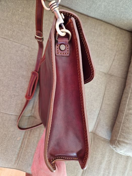 Servieta piele naturala italieneasca vachetta cognac