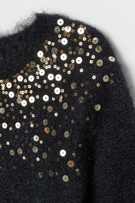 Чисто нов пухкав пуловер с пайети на H&M, размер 134-140
