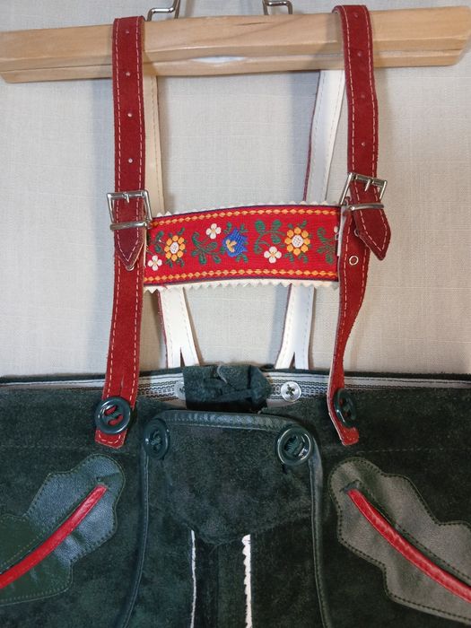 Pantaloni bavarezi copii nr 116 piele Lederhose tirolezi