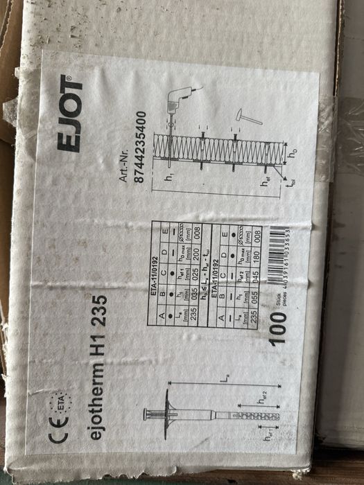 Dibluri vata bazaltica ejot h1 235mm si flanse 140mm
