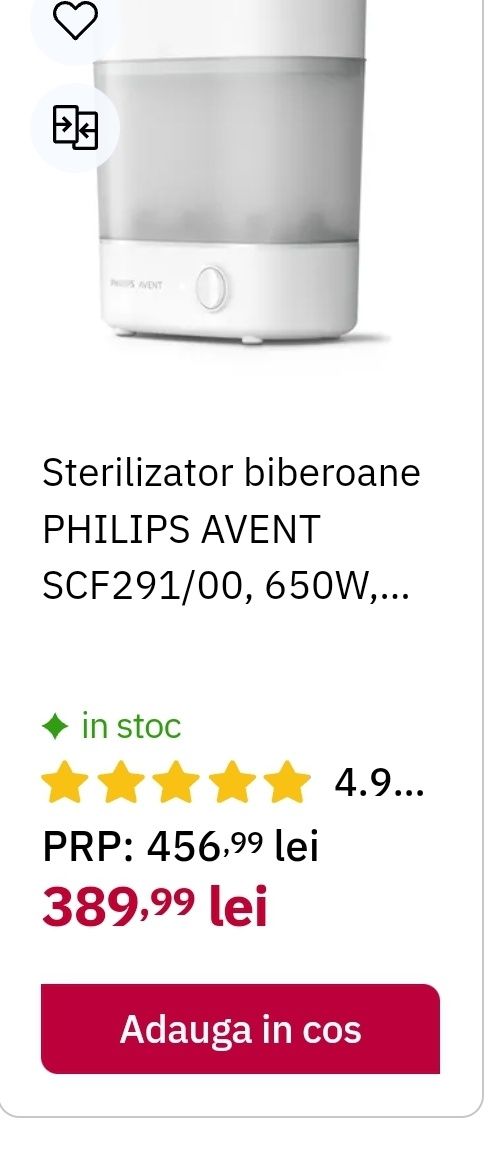 Sterilizator de biberoane Philips Avent