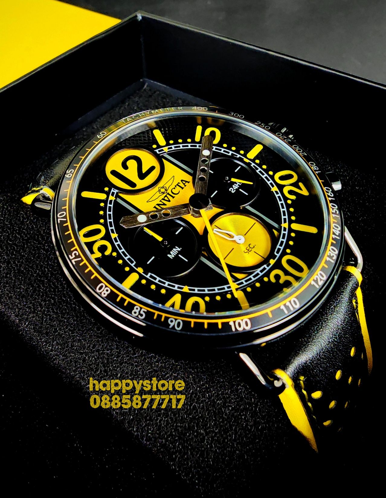 часовник INVICTA Racing Aero Yellow 44 mm, Инвикта нов, ръчен часовник