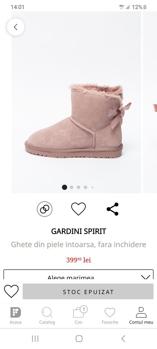 Ghete tip UGG, piele intoarsa, noi