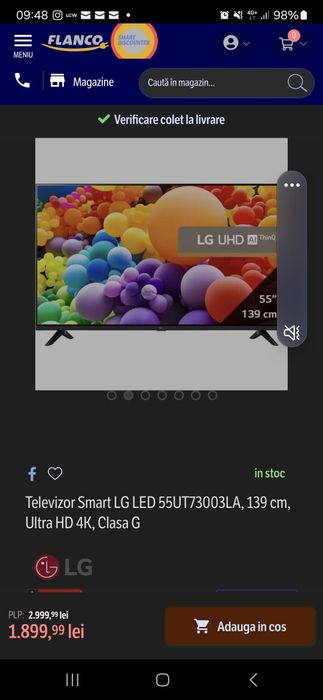Televizor Smart LED, LG 55UN70003LA, 139 cm, Ultra HD 4K