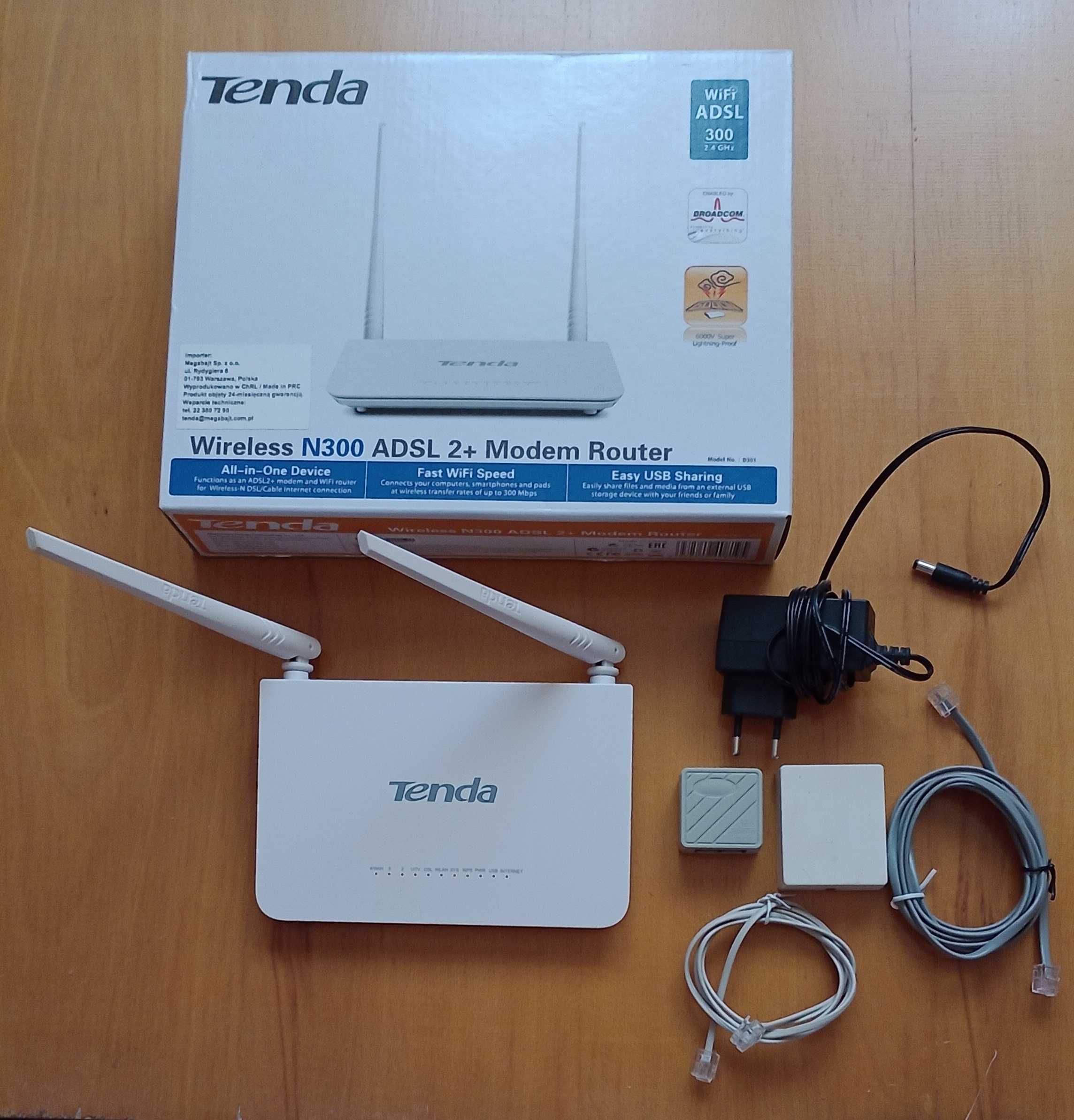 Modem - Router wirelles Tenda N300 ADSL 2, functional