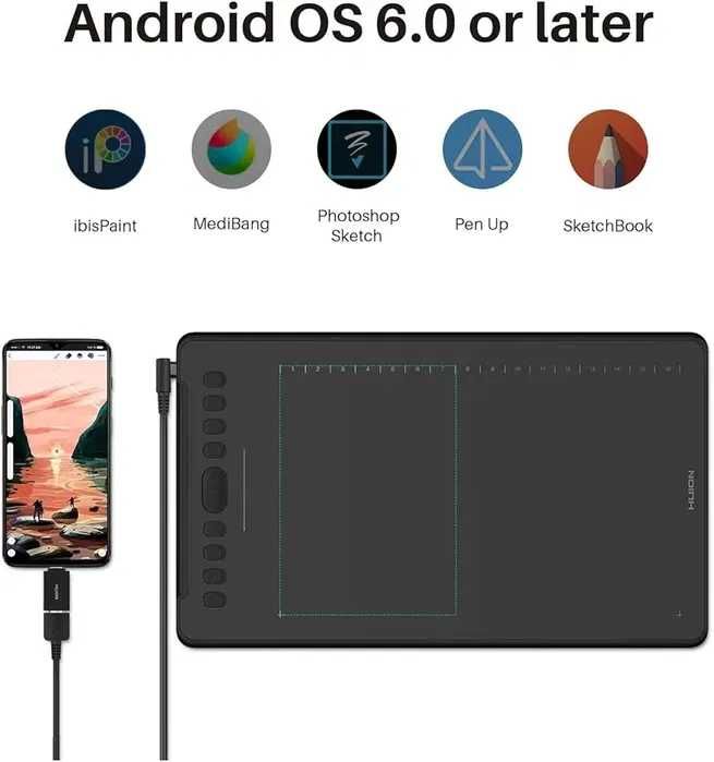 Графичен таблет за рисуване със стилус писалка HUION Inspiroy H1161