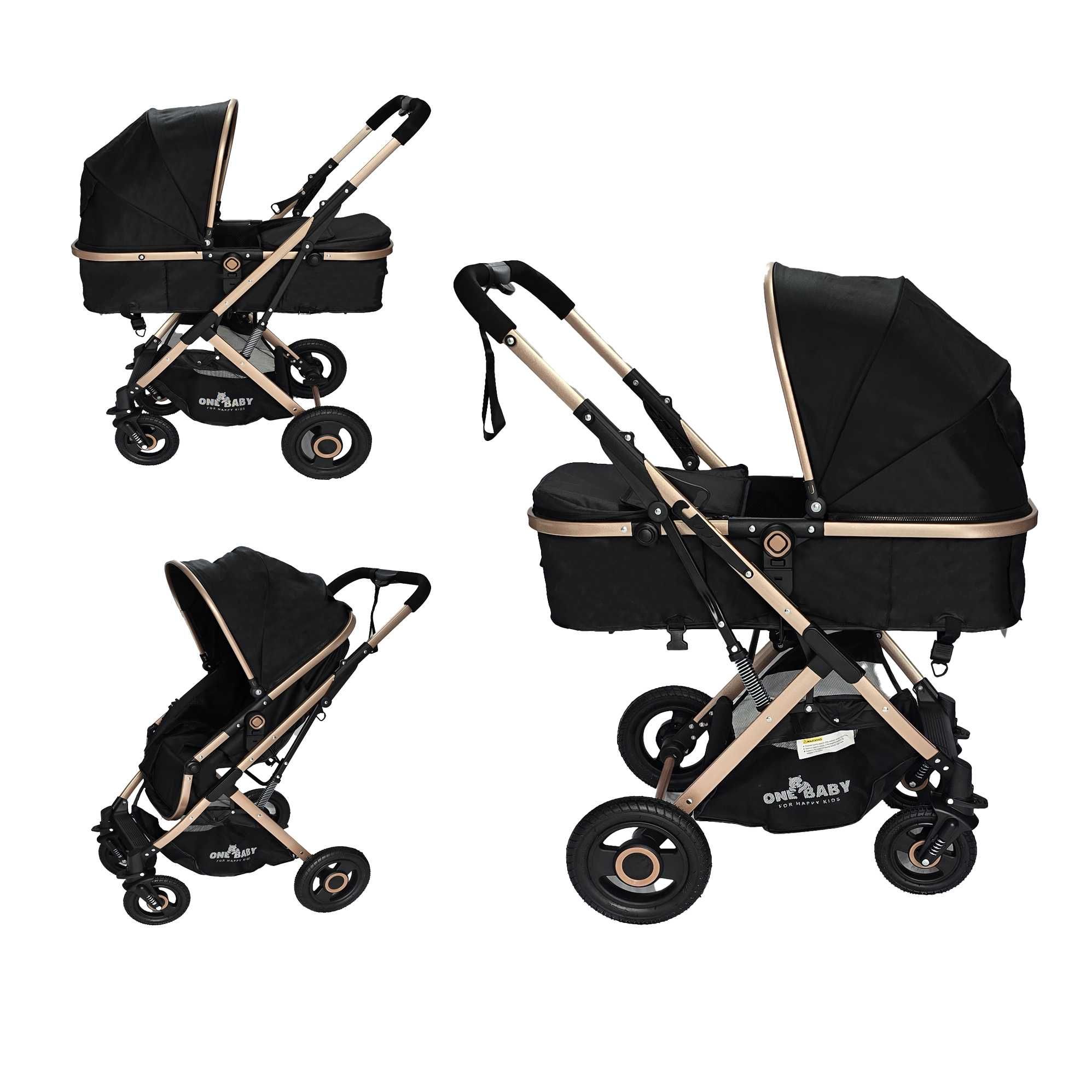 Carucior copii ONEBABY Model 3 in 1 - Scaun Auto si Transport Inclus