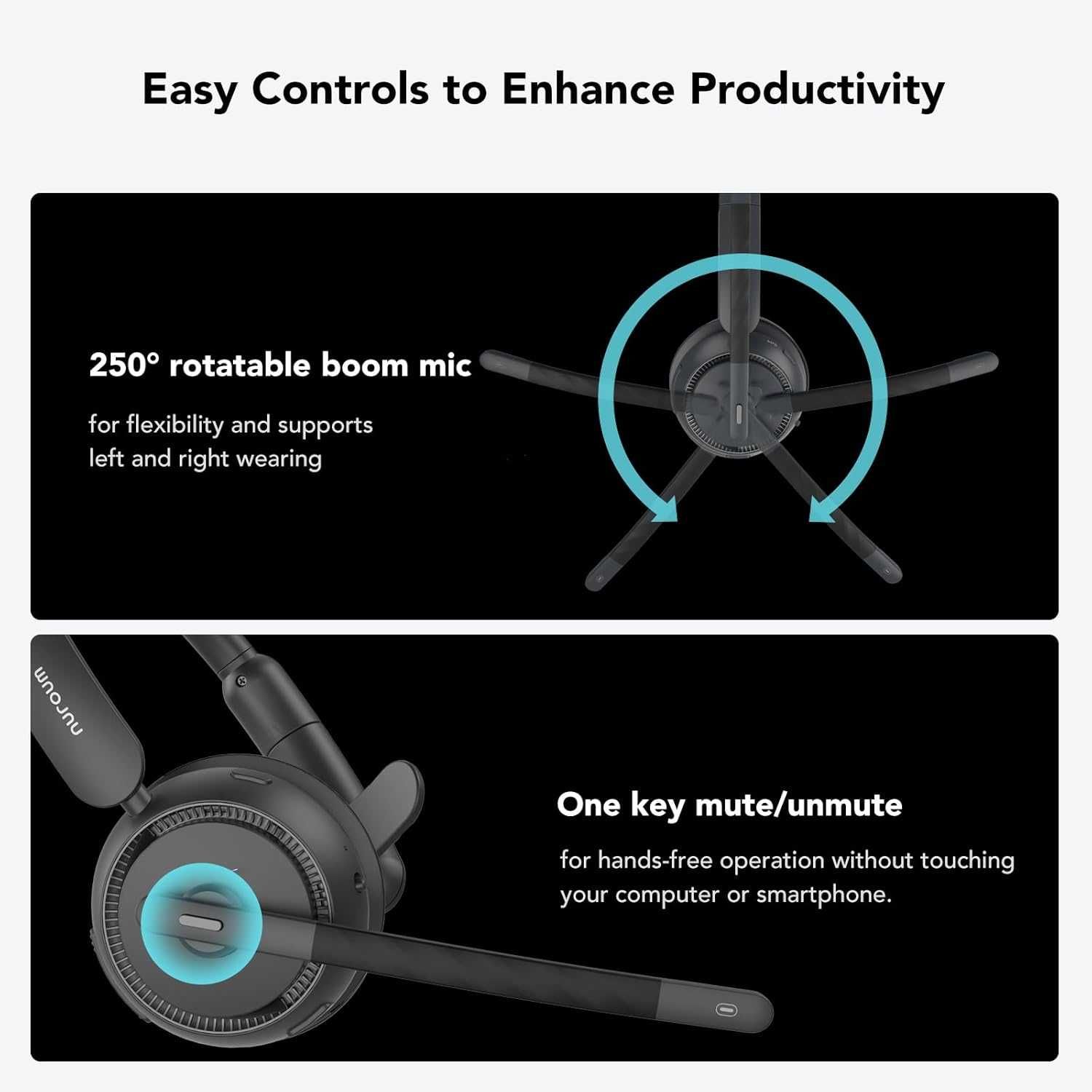 Nuroum  Bluetooth безжични слушалки с микрофон със стойка за зареждане