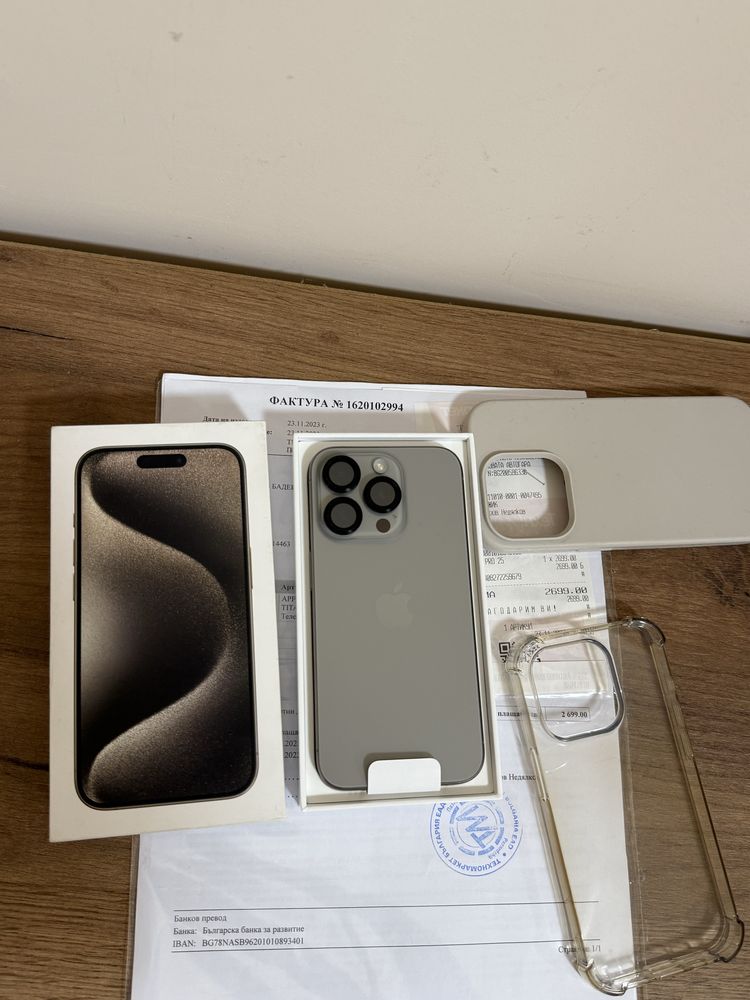 IPhone 15 PRO 256 ГБ Техномаркет Гаранционен като Нов ! Natural Titan