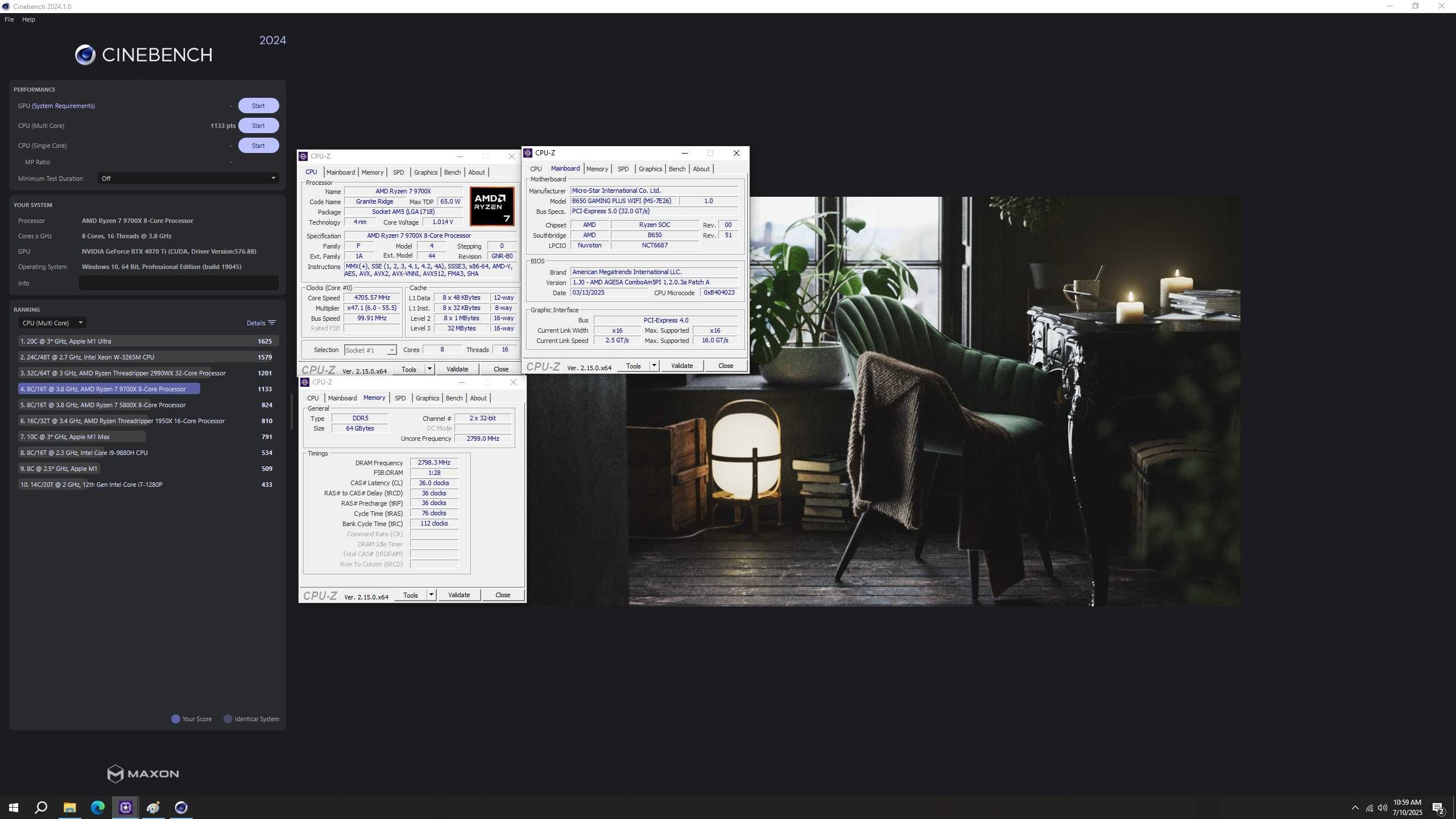 AMD Ryzen 7 9700X + MSI B650 Gaming Plus Wi-Fi, AM5