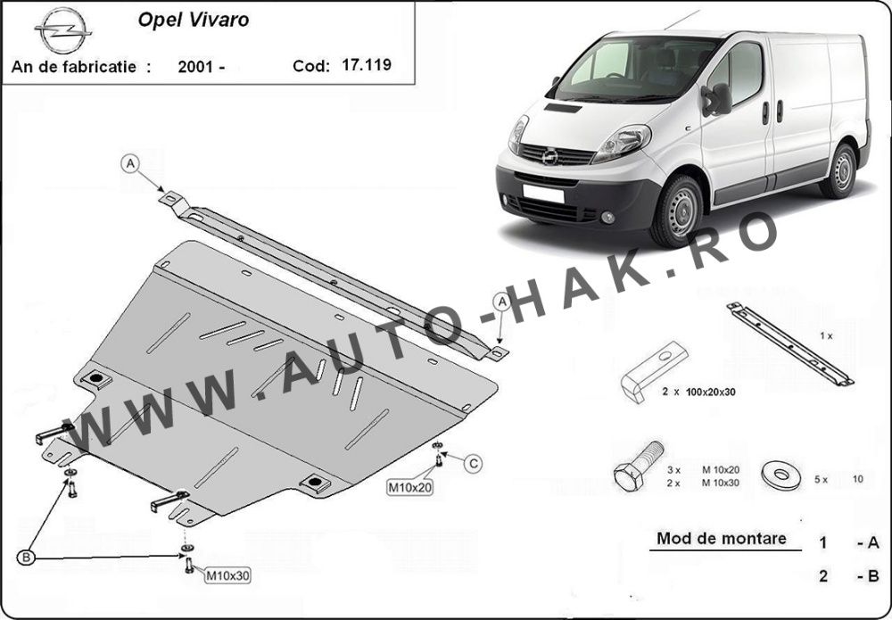 Scut motor metalic Renault Trafic 2003-2014