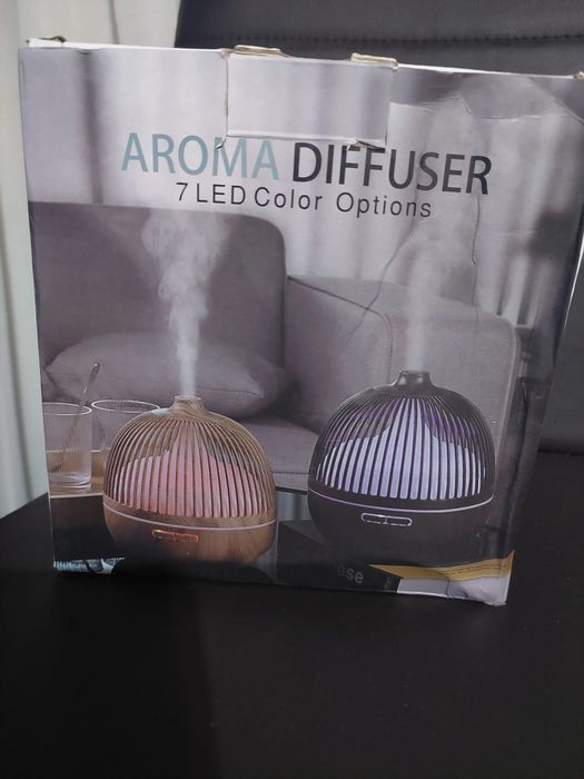 Difuzor de Aromaterapie cu LED – Design Imitatie Lemn, 300–500 ml, 7 C