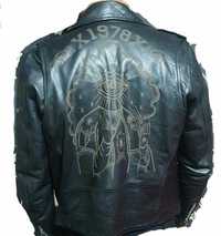 Diesel mens jacket biker sheep cowhide leather illuminati eye size M