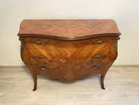 Comoda Servanta Vintage Lemn Masiv Bombata Bronz Intarsii